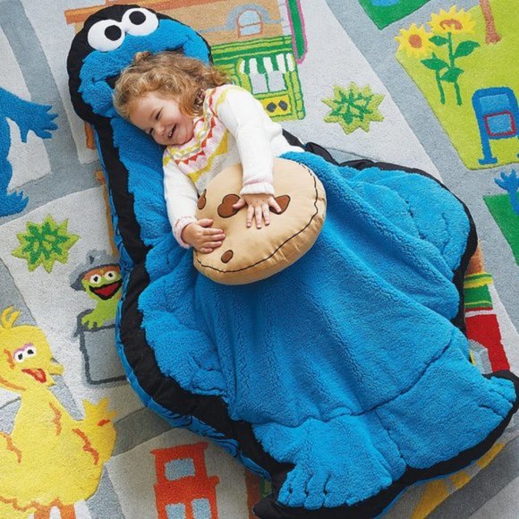 Land of Nod crate & Kids Giant Plush Cookie Monster nap pad - Picture 1 of 5